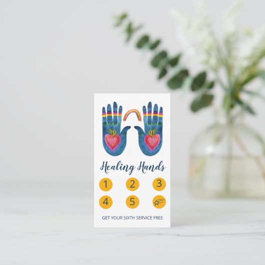 Zwei Healing-Hände Regenbogenfarbe 5 Treuekarte (Stehend Vorderseite)