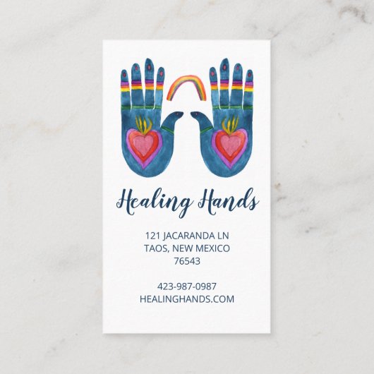 Zwei Healing-Hände Regenbogenfarbe 5 Treuekarte (Rückseite)
