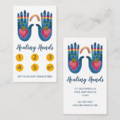 Zwei Healing-Hände Regenbogenfarbe 5 Treuekarte (Vorne/Hinten)