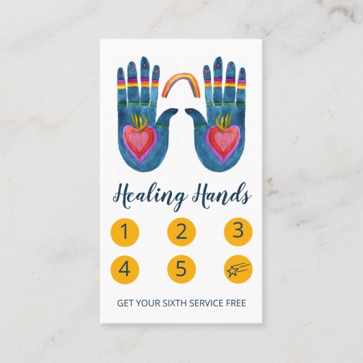 Zwei Healing-Hände Regenbogenfarbe 5 Treuekarte (Vorderseite)