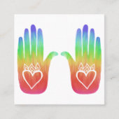 Zwei Hearts Hamsa Rainbow QR Code Quadratische Visitenkarte (Vorderseite)