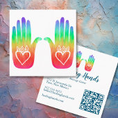 Zwei Hearts Hamsa Rainbow QR Code Quadratische Visitenkarte