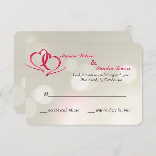 Zwei Hearts United Response Cards Einladung (Vorne/Hinten)