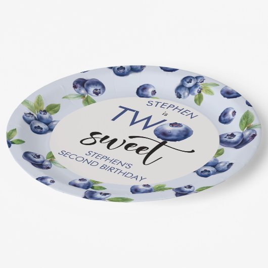 Zwei Heidelbeeren-Kindergeburtstag Pappteller (Schrägansicht)