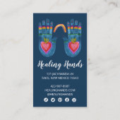 Zwei heilende Hände Regenbogen Wasserfarbe Soziale Treuekarte (Rückseite)