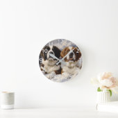 Zwei Heilige Bernards im Schnee Runde Wanduhr (Zuhause)