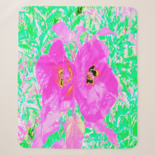 Zwei heiße Pink Pum Crazy Hibiskus in Lime Green Sherpadecke