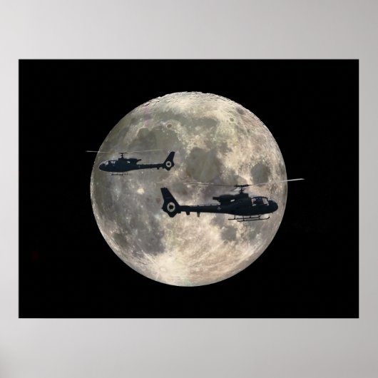 zwei Helikopter, die von Vollmond gestochen wurden Poster (Vorne)