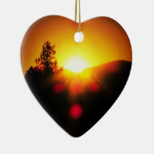 Zwei helle orange Sonnenuntergänge Keramikornament (Rechts)