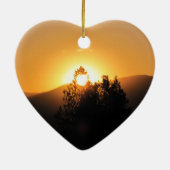 Zwei helle orange Sonnenuntergänge Keramikornament (Hinten)