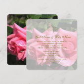 Zwei hellrosa Rose Blume Einladung (Vorne/Hinten)