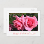 zwei hellrosa Rose Blume Valentinstag Feiertagspostkarte (Vorne/Hinten)