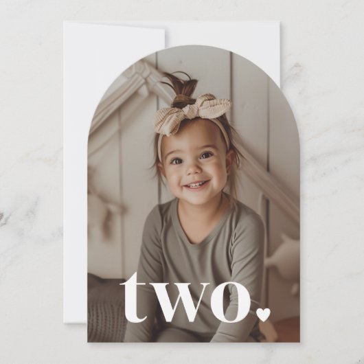 Zwei Herz Arted Foto 2. Geburtstag Einladung (Vorderseite)