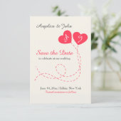 Zwei Herz-Ballon-Save the Date Mitteilung Einladung (Stehend Vorderseite)