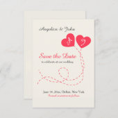 Zwei Herz-Ballon-Save the Date Mitteilung Einladung (Vorne/Hinten)