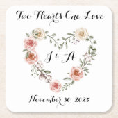 Zwei Herz eine Liebe rosa Creme Rose Rechteckiger Pappuntersetzer (Vorderseite)