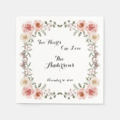 Zwei Herz eine Liebe rustikale Arbor-Rose Hochzeit Serviette (Vorderseite)