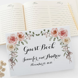 Zwei Herz eine Liebe Vintag Rosen Gästebuch