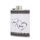 Zwei Herz-frischer weißer Schnee beunruhigtes Flachmann (Links)