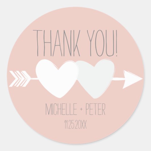 Zwei Herz Hochzeit Runder Aufkleber (Vorderseite)