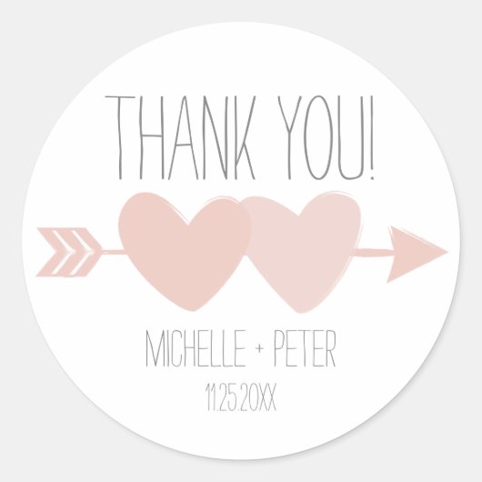 Zwei Herz Hochzeit Runder Aufkleber (Vorderseite)