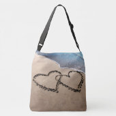 Zwei Herz im Sand überall auf der Drucktasche Tragetaschen Mit Langen Trägern (Rückseite)