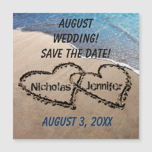 Zwei Herz in sand-Save the Date Magnetkarte (Vorderseite)