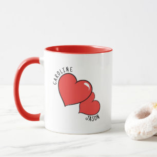 Zwei Herz-Individuelle Name-Tasse Tasse