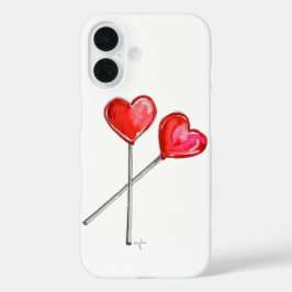 Zwei Herz Lollies iPhone 16 Hülle