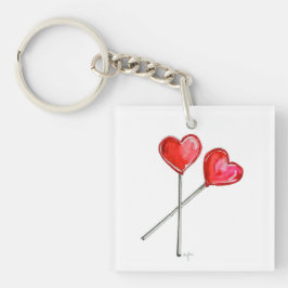 Zwei Herz Lollies Schlüsselanhänger