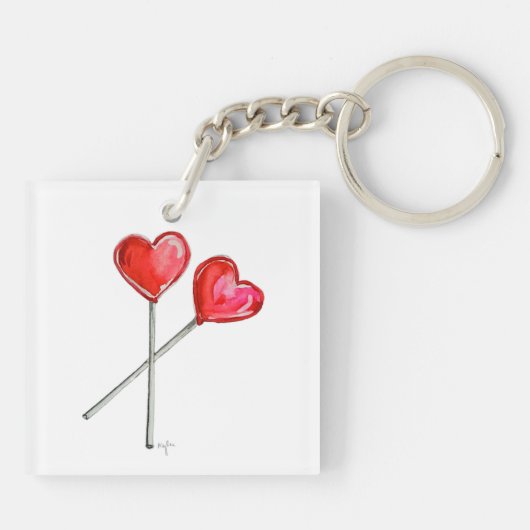 Zwei Herz Lollies Schlüsselanhänger (Rückseite)