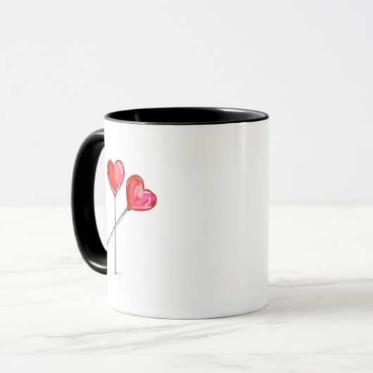 Zwei Herz Lollies Tasse (Vorderseite Links)