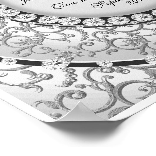 Zwei Herz-Monogramm-Hochzeitmuster Poster (Ecke)