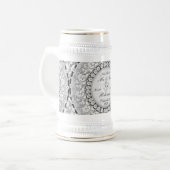 Zwei Herz-Monogramm-Hochzeits-Muster Bierglas (Vorderseite Links)