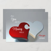 Zwei Herz Puzzle Stücke Valentinstag Karte (Vorne/Hinten)