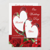 Zwei Herz-Rosen-Hochzeits-Einladungen Einladung (Vorne/Hinten)