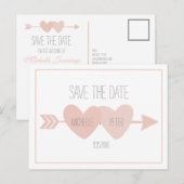 Zwei Herz Save the Date Postkarte (weiß) (Vorne/Hinten)