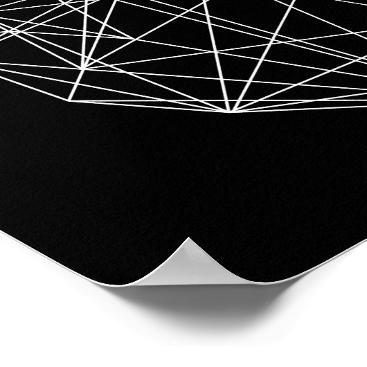 Zwei Herz Schwarz Geometrisches Minimal Art Poster (Ecke)