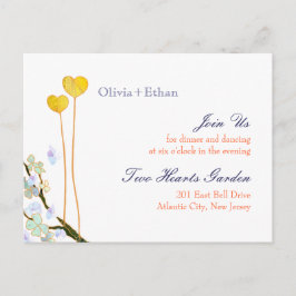 Zwei Herz-White-Hochzeitsempfang Einladungspostkarte