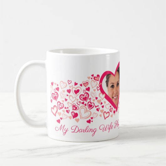 Zwei Herzen 1. Hochzeitstag Foto Tasse (Links)