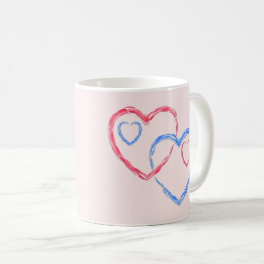 Zwei Herzen als ein Cup Kaffeetasse (VorderseiteRechts)