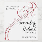 Zwei Herzen als ein Weinlabel Weinetikett (Einzelnes Label)