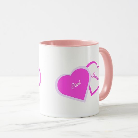 Zwei Herzen als eine Combo-Tasse Tasse (VorderseiteRechts)