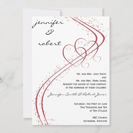 Zwei Herzen als eine Einladung (Vorderseite)