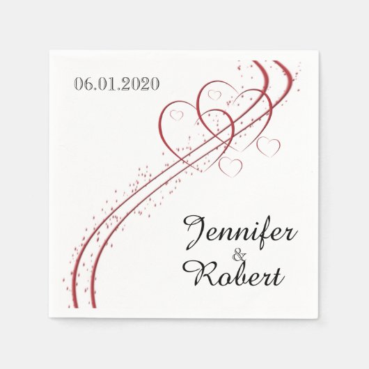 Zwei Herzen als eine Hochzeit Napkin Serviette (Vorderseite)