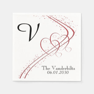 Zwei Herzen als eine Hochzeit Napkin Serviette
