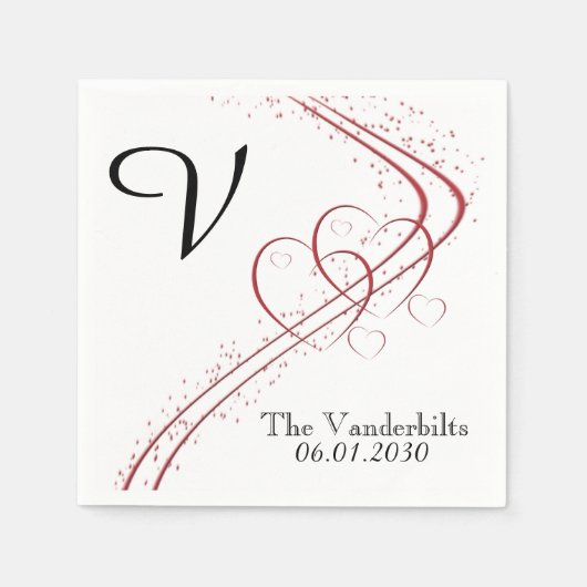 Zwei Herzen als eine Hochzeit Napkin Serviette (Vorderseite)