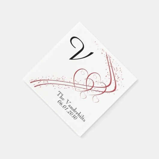 Zwei Herzen als eine Hochzeit Napkin Serviette (Ecke)