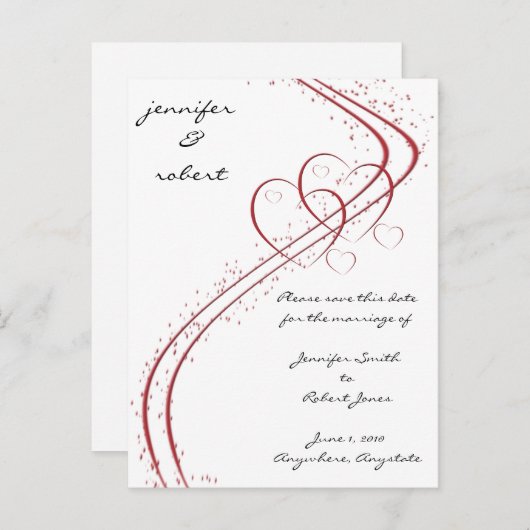 Zwei Herzen als eine Save the Date Karte (Vorne/Hinten)