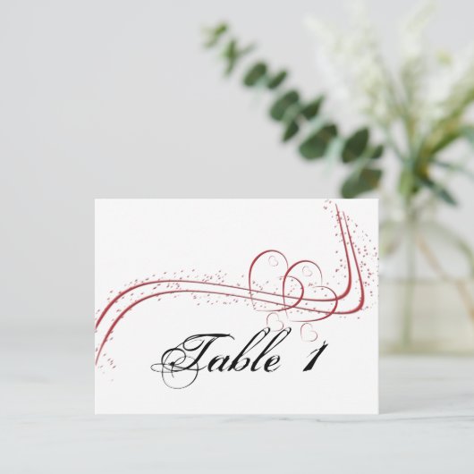 Zwei Herzen als eine Tischnummer (Stehend Vorderseite)